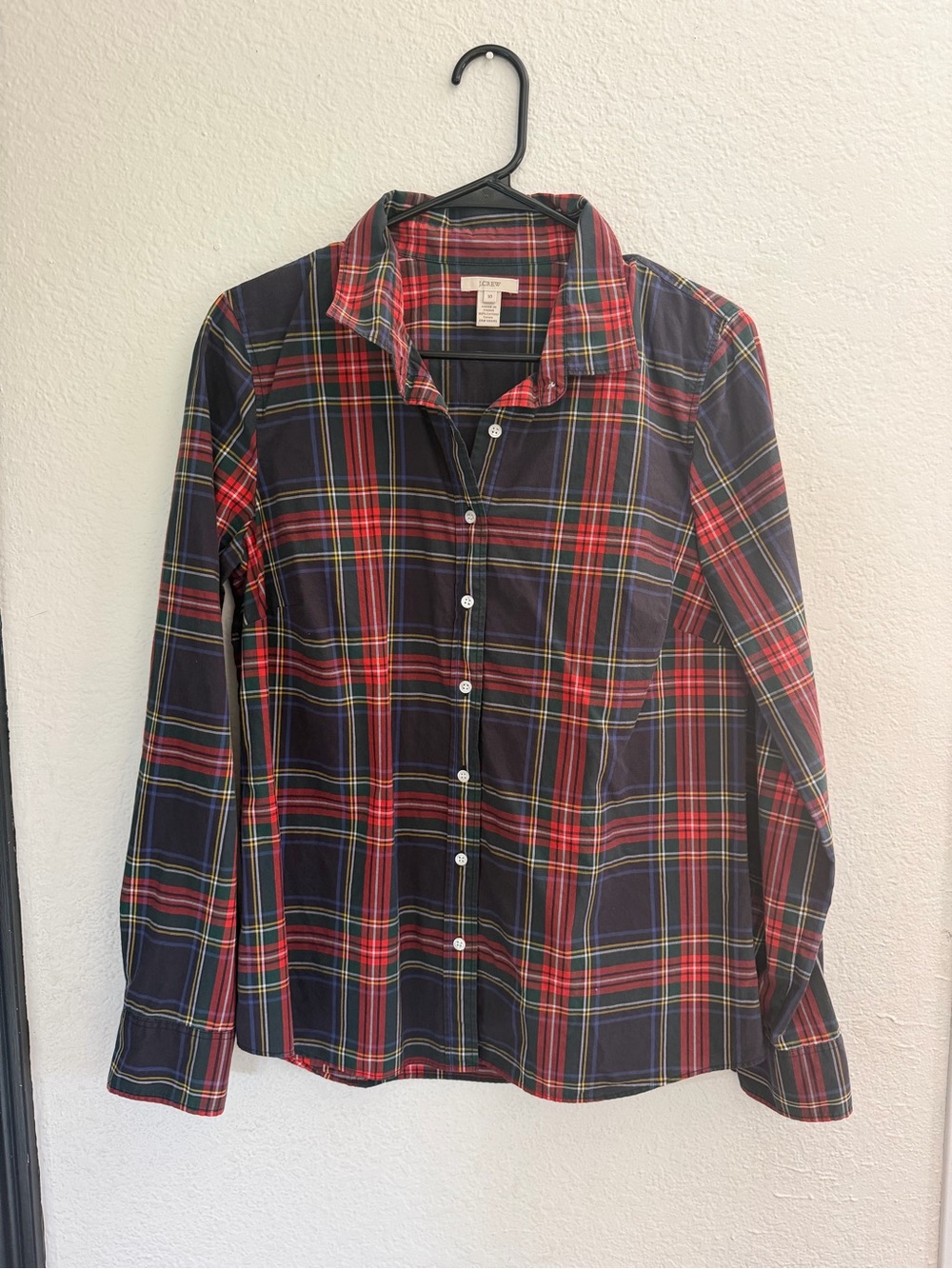 J Crew shirt womens 10 Tartan Plaid Long Sleeve Button-Up Shirt